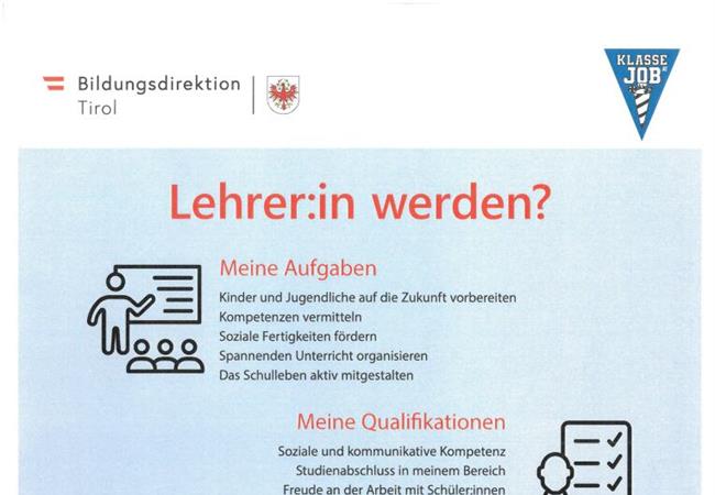 Flyer Bildungsdirektion Tirol - Lehrer:in werden?